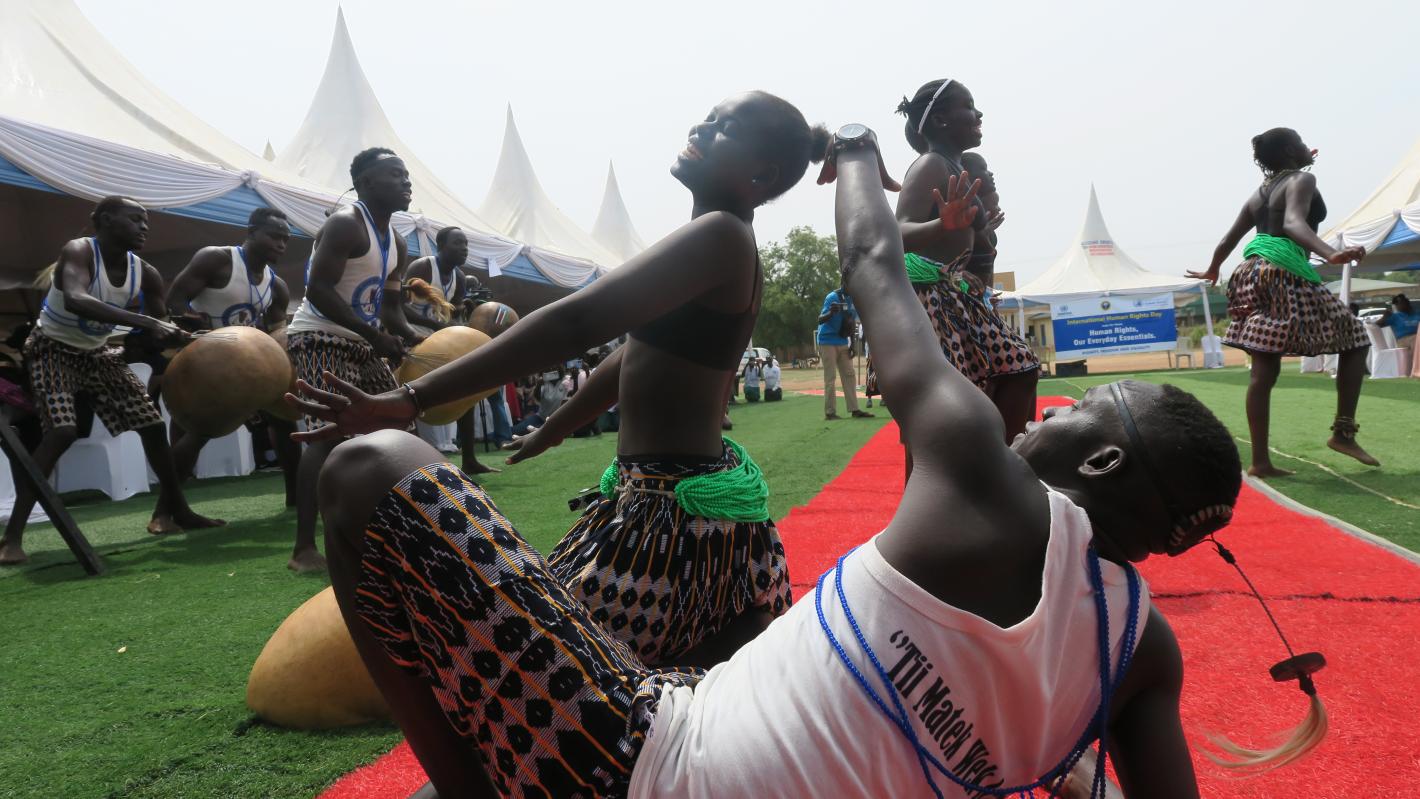 People dancing at Juba Human Rights Day celebration