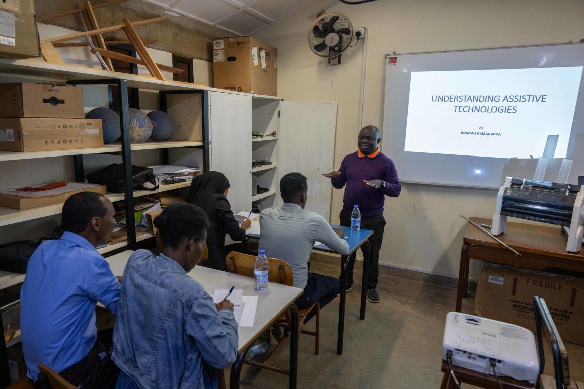A photo of participants attend a training on braille production and digital inclusion at KyU Hi-Techn Center in Kampala, Uganda.